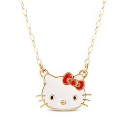 Children's Hello Kitty Enamel Necklace 14K Yellow Gold 15"