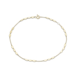 Mirror Disc Station Anklet Solid 10K Yellow Gold 10&quot;