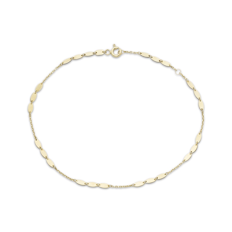 Main Image 1 of Mirror Disc Station Anklet 10K Yellow Gold 10&quot;