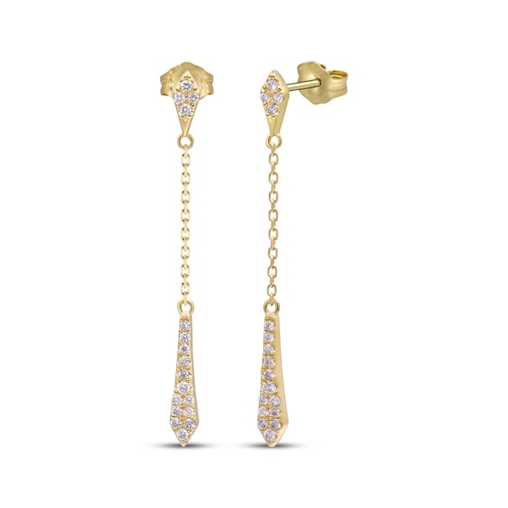 Diamond Chain Dangle Earrings 1/5 ct tw 10K Yellow Gold