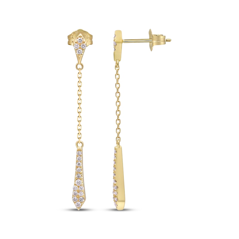 Main Image 3 of Diamond Chain Dangle Earrings 1/5 ct tw 10K Yellow Gold