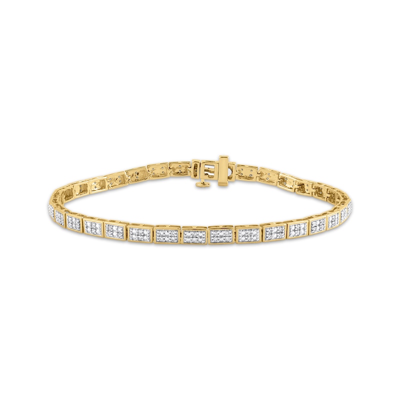 Main Image 1 of Diamond Rectangle Link Bracelet 1/2 ct tw ct tw 10K Yellow Gold 7&quot;