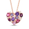 Thumbnail Image 1 of Le Vian Pretty in Pink Rhodolite Garnet, Amethyst & Pink Tourmaline Heart Necklace 1/3 ct tw Diamonds 14K Strawberry Gold 19&quot;