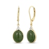 Thumbnail Image 1 of Oval Nephrite Jade & Diamond Drop Earrings 1/15 ct tw 14K Yellow Gold