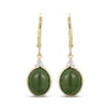 Thumbnail Image 2 of Oval Nephrite Jade & Diamond Drop Earrings 1/15 ct tw 14K Yellow Gold