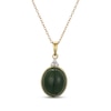 Thumbnail Image 1 of Oval Nephrite Jade & Diamond Accent Necklace 14K Yellow Gold 18&quot;