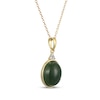 Thumbnail Image 2 of Oval Nephrite Jade & Diamond Accent Necklace 14K Yellow Gold 18&quot;