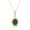 Thumbnail Image 3 of Oval Nephrite Jade & Diamond Accent Necklace 14K Yellow Gold 18&quot;