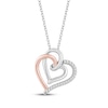 Thumbnail Image 1 of Hallmark Diamonds Tilted Hearts Necklace 1/20 ct tw Sterling Silver & 10K Rose Gold 18&quot;