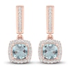 Thumbnail Image 4 of Aquamarine & Diamond Drop Earrings 1/8 ct tw Cushion/Round-cut 10K Rose Gold