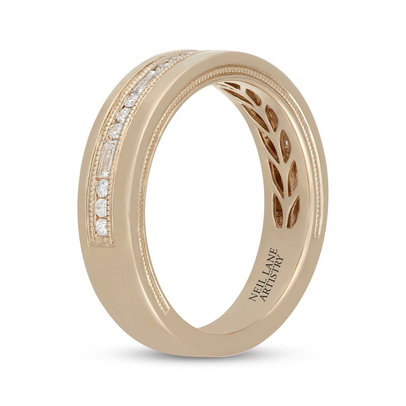 Main Image 2 of Neil Lane Artistry Men's Round & Baguette-Cut Lab-Grown Diamond Wedding Band 1/2 ct tw 14K Yellow Gold