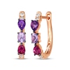 Thumbnail Image 1 of Le Vian Pretty in Pink Rhodolite Garnet & Amethyst Hoop Earrings 1/8 ct tw Diamonds 14K Strawberry Gold