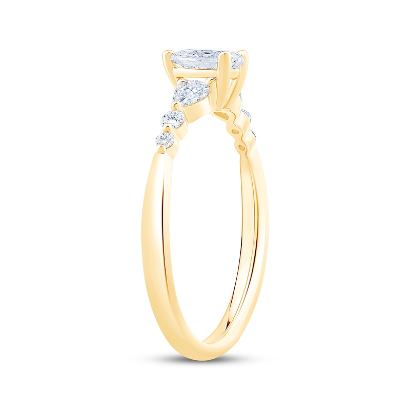 Main Image 2 of Lab-Grown Diamonds by KAY Pear-Shaped Three-Stone Engagement Ring 5/8 ct tw 14K Yellow Gold