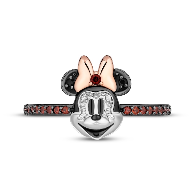 Main Image 4 of Disney Treasures Minnie Mouse Garnet & Diamond Ring Sterling Silver & 10K Rose Gold