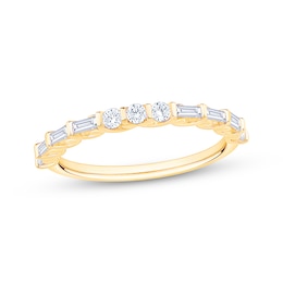 Now + Forever Round & Baguette-Cut Diamond Anniversary Ring 1/3 ct tw 10K Yellow Gold