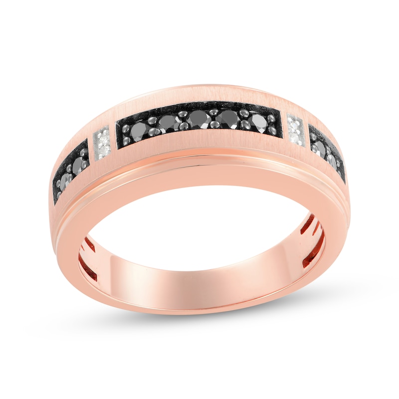 Main Image 1 of Now + Forever Men's Black & White Diamond Wedding Band 3/8 ct tw 10K Rose Gold