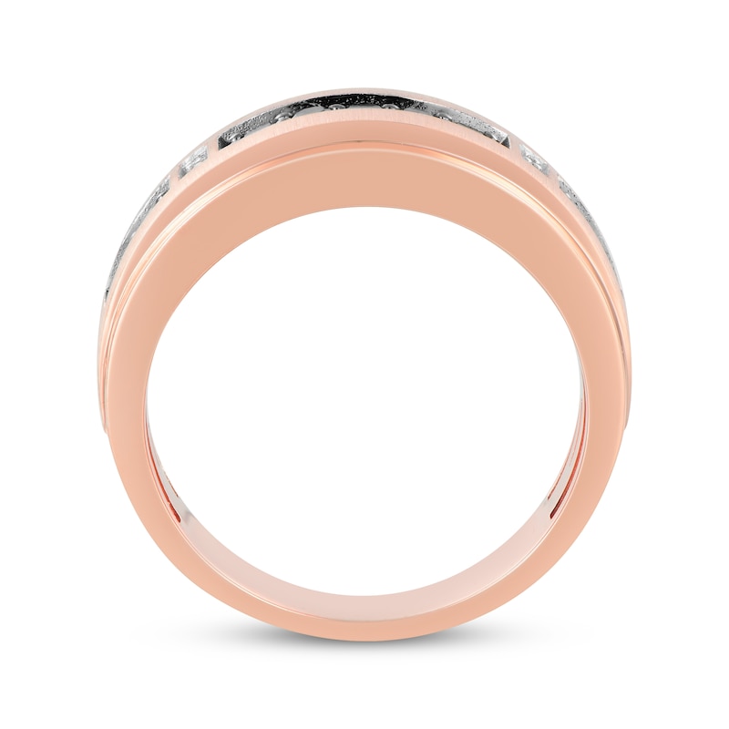 Main Image 3 of Now + Forever Men's Black & White Diamond Wedding Band 3/8 ct tw 10K Rose Gold