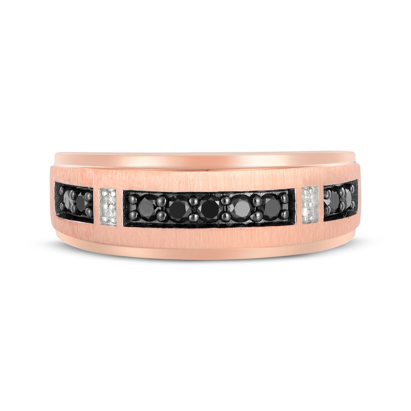 Main Image 4 of Now + Forever Men's Black & White Diamond Wedding Band 3/8 ct tw 10K Rose Gold