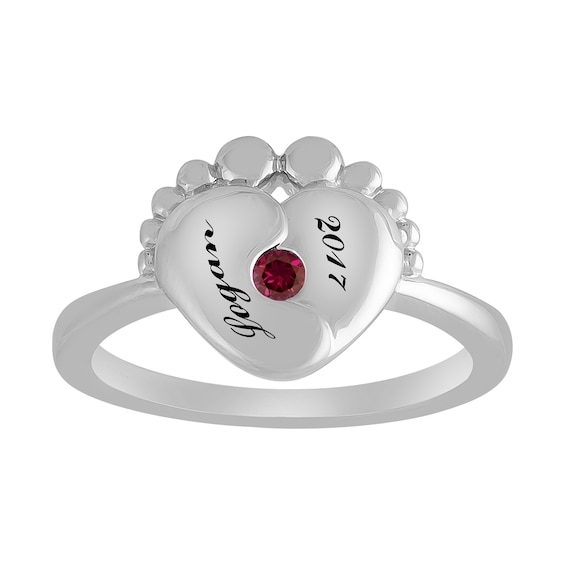 Birthstone Baby Feet Ring