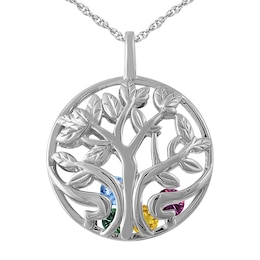 Birthstone Family & Mother's Caged Tree Necklace (1-4 Stones)