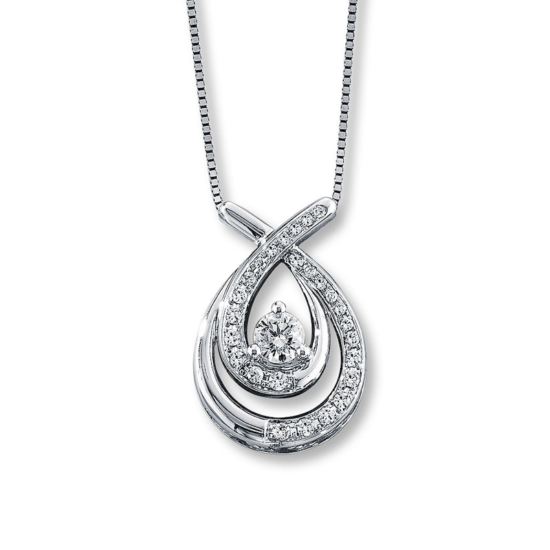 Main Image 1 of Diamond Necklace 1/2 ct tw Round-cut 14K White Gold