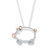 Thumbnail Image 1 of Diamond Pig Necklace 1/20 carat tw Sterling Silver & 10K Rose Gold