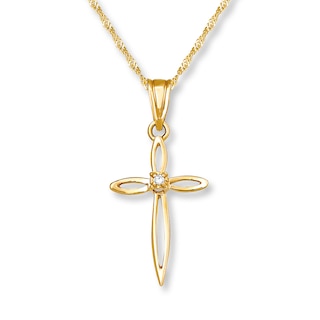 Cross Necklace Diamond Accent 14K Yellow Gold | Kay