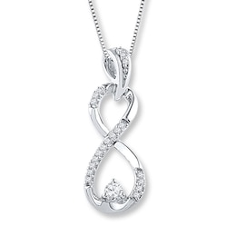 Diamond Necklace 1/5 ct tw Round-cut Sterling Silver 18&quot;