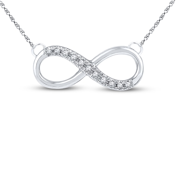 Diamond Infinity Necklace 1 20 Ct Tw Round Cut 10k White Gold Kay