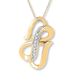 Heart/Infinity Necklace Diamond Accents 10K Yellow Gold 18&quot;