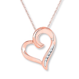 Heart Necklace Diamond Accents 10K Rose Gold