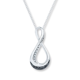 Diamond Infinity Necklace 1/20 cttw Black & White Sterling Silver