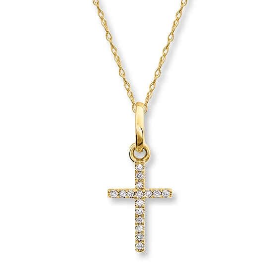 Diamond Cross Necklace 1/20 ct tw Round-cut 10K Yellow Gold | Kay