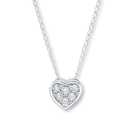 Heart Young Teen Necklace Diamond Accents Sterling Silver