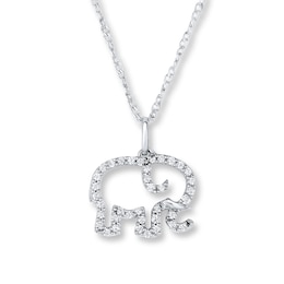 Elephant Necklace 1/10 ct tw Diamonds Sterling Silver