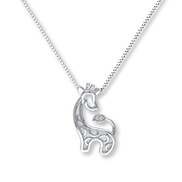 Giraffe Necklace Diamond Accents Sterling Silver