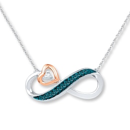 Infinity Necklace 1/20 ct tw Diamonds Sterling Silver & 10K Rose Gold