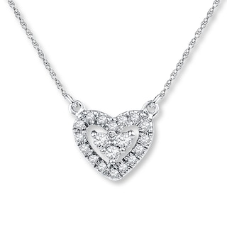 Diamond Heart Necklace 1/8 ct tw Round-cut 10K White Gold | Kay