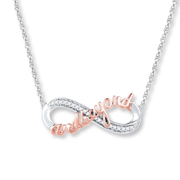 Infinity Necklace 1/15 ct tw Diamonds Sterling Silver & 10K Rose Gold