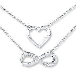 Infinity Heart Necklace 1/20 ct tw Diamonds Sterling Silver