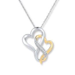 Diamond Heart Necklace 1/20 carat tw Sterling Silver & 10K Yellow Gold