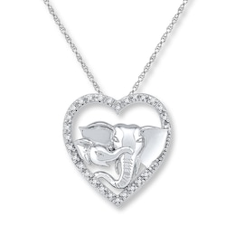 Elephant Heart Necklace 1/10 ct tw Diamonds Sterling Silver