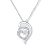 Thumbnail Image 1 of Dolphin Heart Necklace Diamond Accents Sterling Silver