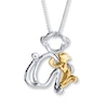 Thumbnail Image 3 of Monkey Necklace 1/8 ct tw Diamonds Sterling Silver & 10K Yellow Gold