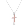 Thumbnail Image 2 of Diamond Cross Necklace 1/15 ct tw Sterling Silver & 10K Rose Gold