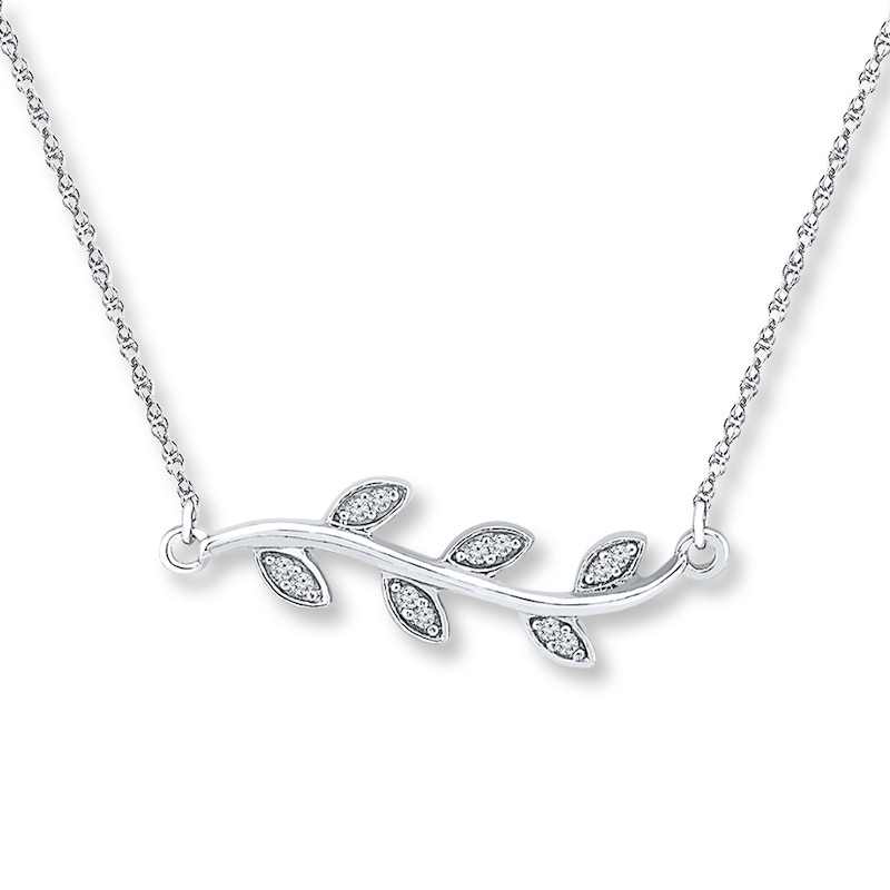 Main Image 1 of Diamond Vine Necklace 1/20 ct tw Round-cut Sterling Silver