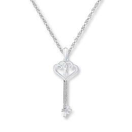 Key Necklace 1/20 ct tw Diamonds Sterling Silver