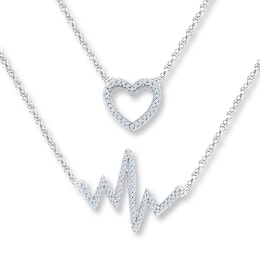 Heartbeat Necklace 1/6 ct tw Diamonds Sterling Silver