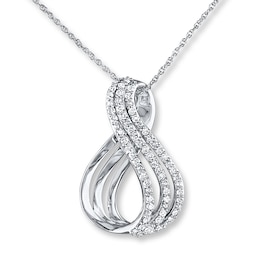 Diamond Infinity Necklace 1/4 ct tw Round-cut 10K White Gold