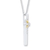 Thumbnail Image 2 of Cross Necklace 1/8 ct tw Diamonds Sterling Silver & 10K Yellow Gold